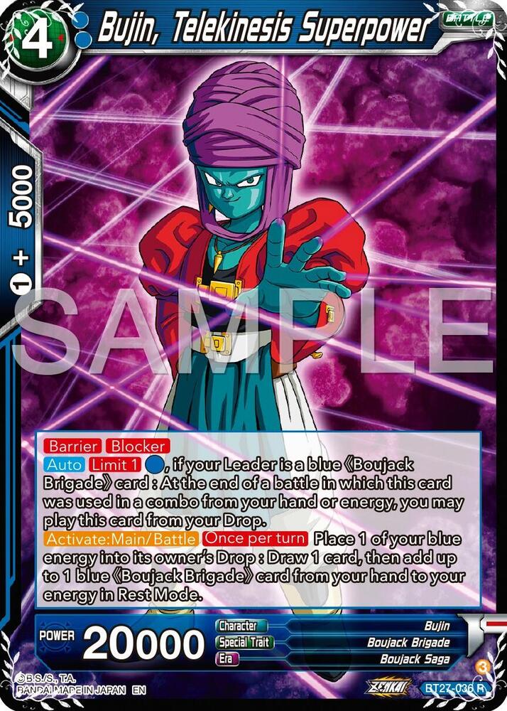 Bujin Telekinesis Superpower BT27-036 History of Z Dragonball Super card