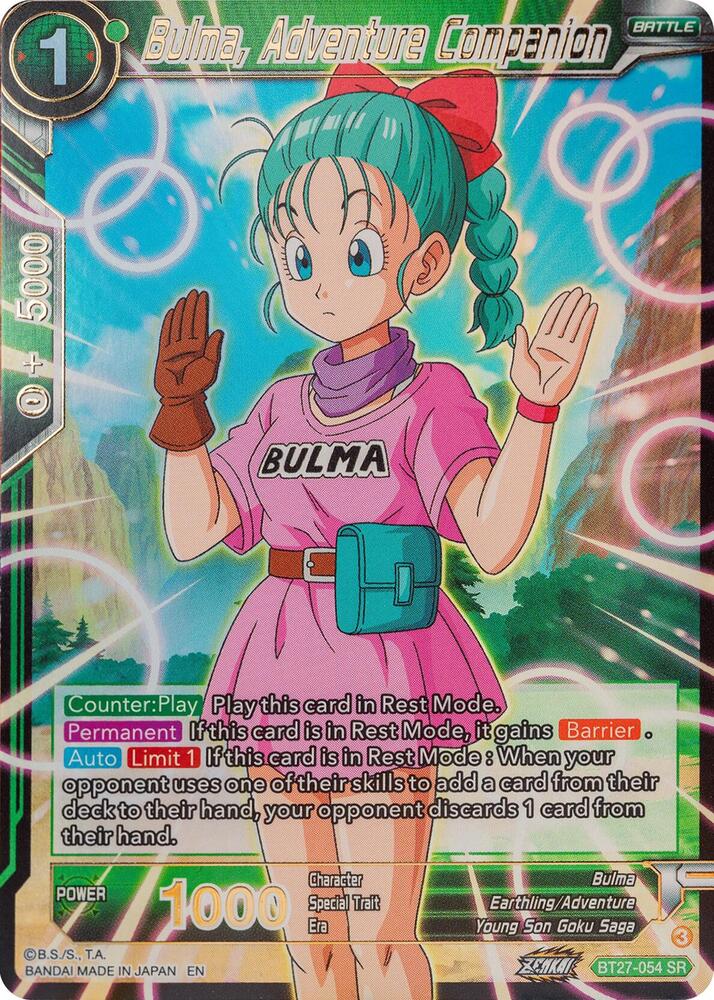 Bulma Adventure Companion BT27-054 History of Z Dragonball Super card