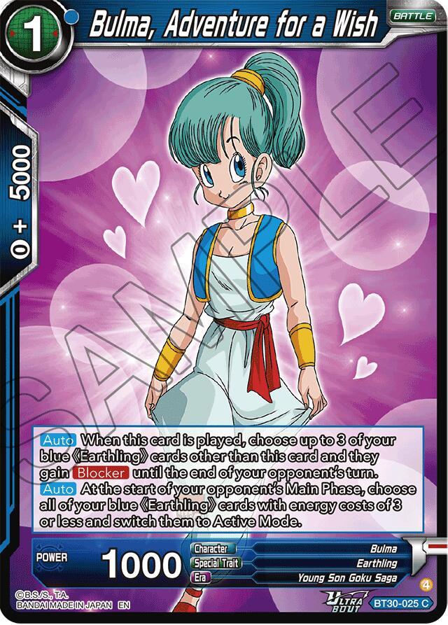 Bulma Adventure for a Wish BT30-025 Three Glorious Fighters Dragonball Super card
