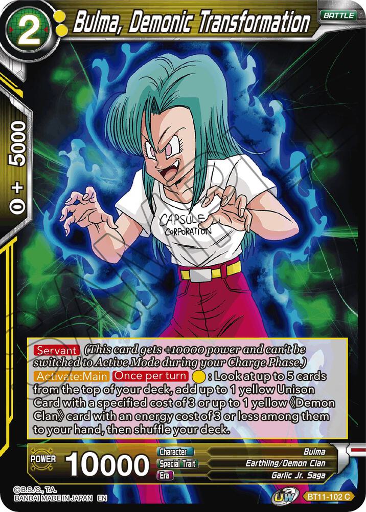 Bulma Demonic Transformation Foil BT11-102 Vermilion Bloodline Dragonball Super card