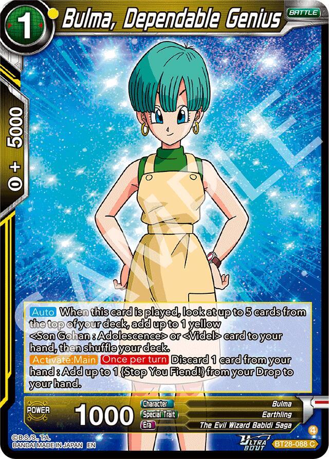 Bulma Dependable Genius BT28-088 Prismatic Clash Dragonball Super card