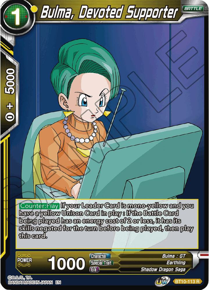 Bulma Devoted Supporter Foil BT10-113 Rise of the Unison Warrior Dragonball Super card
