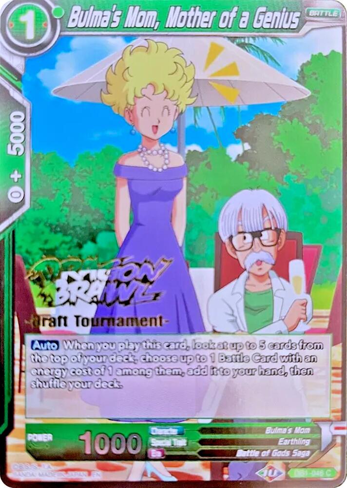Bulma Genius Inventor Dragon Brawl Draft Tournament Gold Stamped Foil DB1-047 Promotion Cards Dragonball Super card
