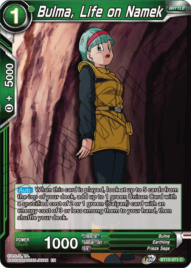 Bulma Life on Namek BT10-071 Rise of the Unison Warrior Dragonball Super card