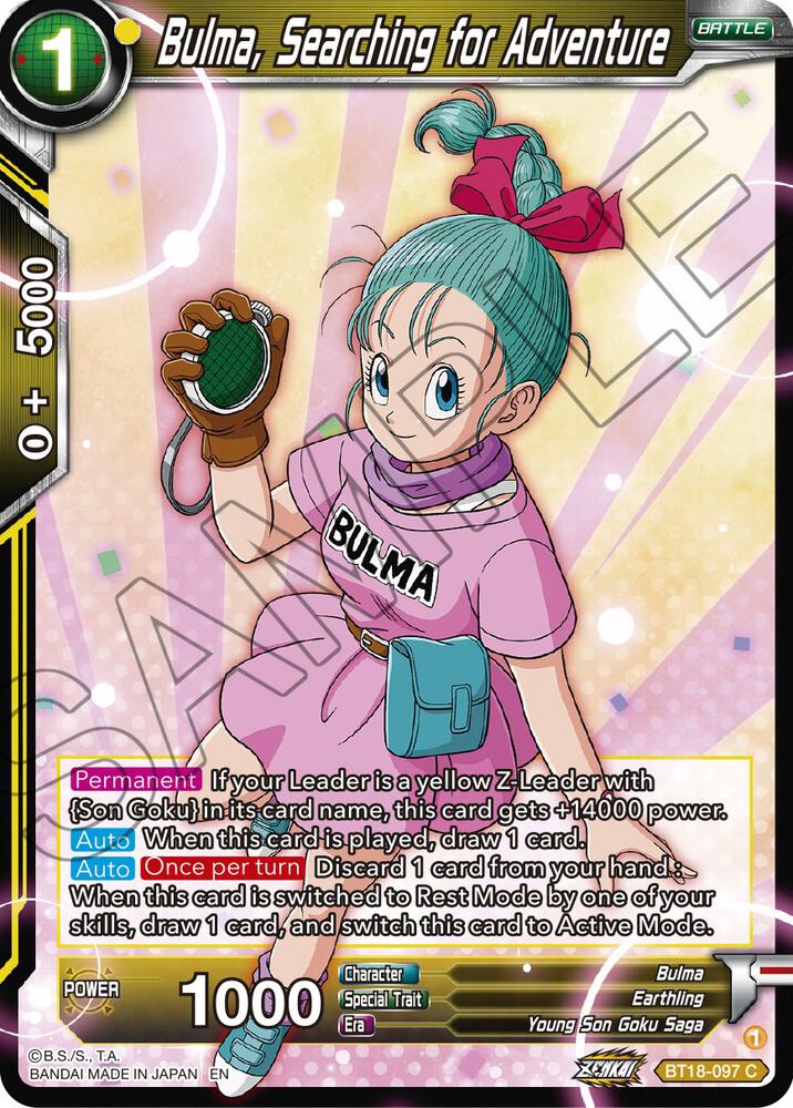 Bulma Searching for Adventure BT18-097 Dawn of the Z-Legends Dragonball Super card