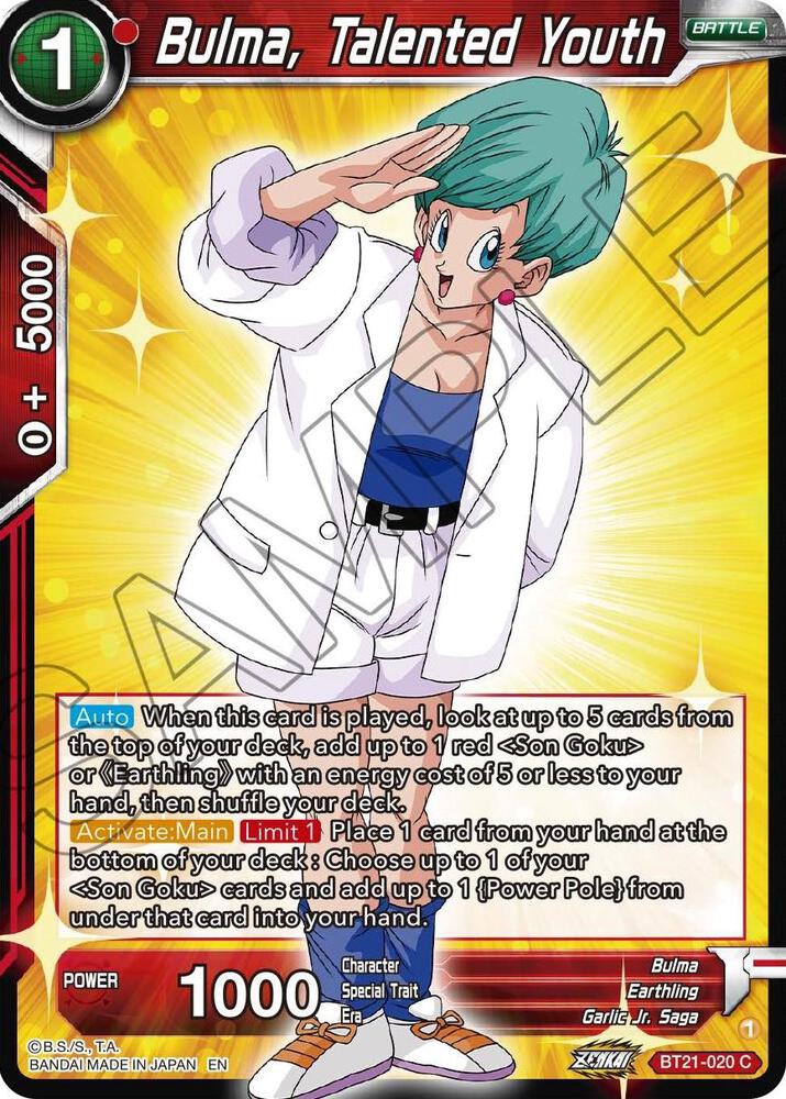 Bulma Talented Youth Foil BT21-020 Wild Resurgence Dragonball Super card