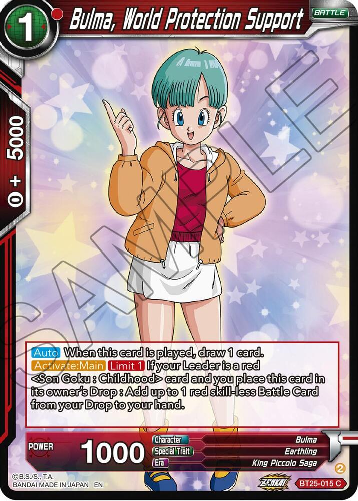 Bulma World Protection Support BT25-015 Legend of the Dragon Balls Dragonball Super card