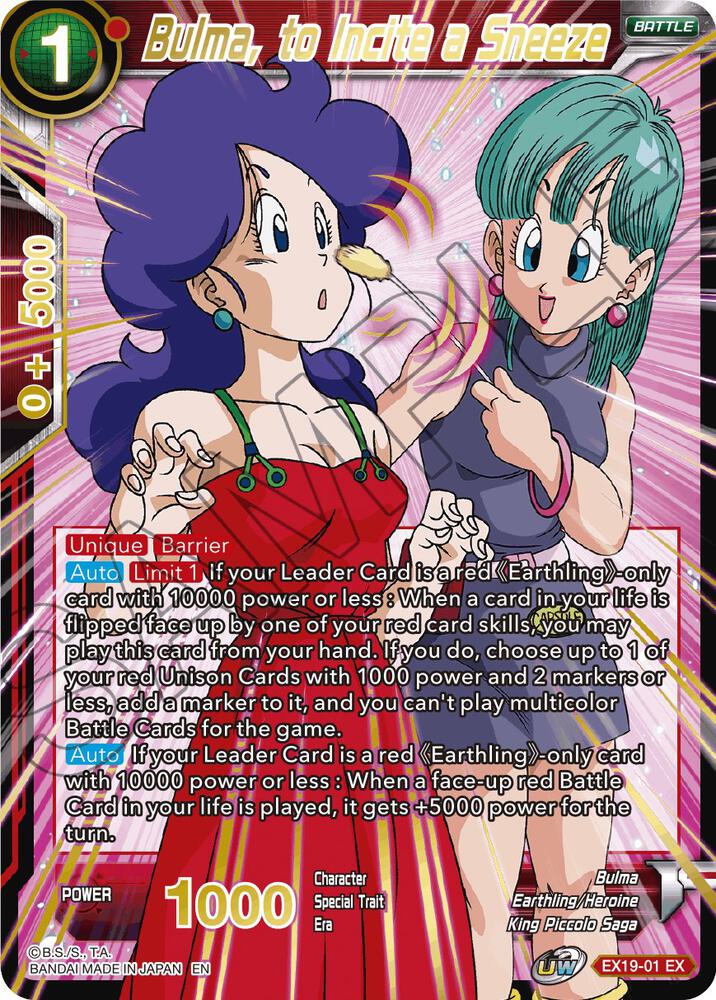 Bulma to Incite a Sneeze Foil EX19-01 Special Anniversary Set 2021 Dragonball Super card
