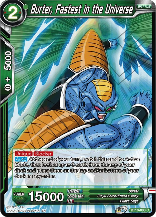 Burter Fastest in the Universe Foil BT10-080 Rise of the Unison Warrior Dragonball Super card