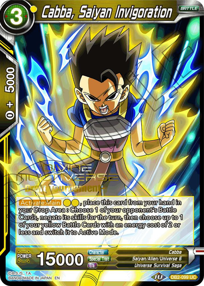 Cabba Saiyan Invigoration Divine Multiverse Draft Tournament DB2-099 Tournament Promotion Cards Dragonball Super card