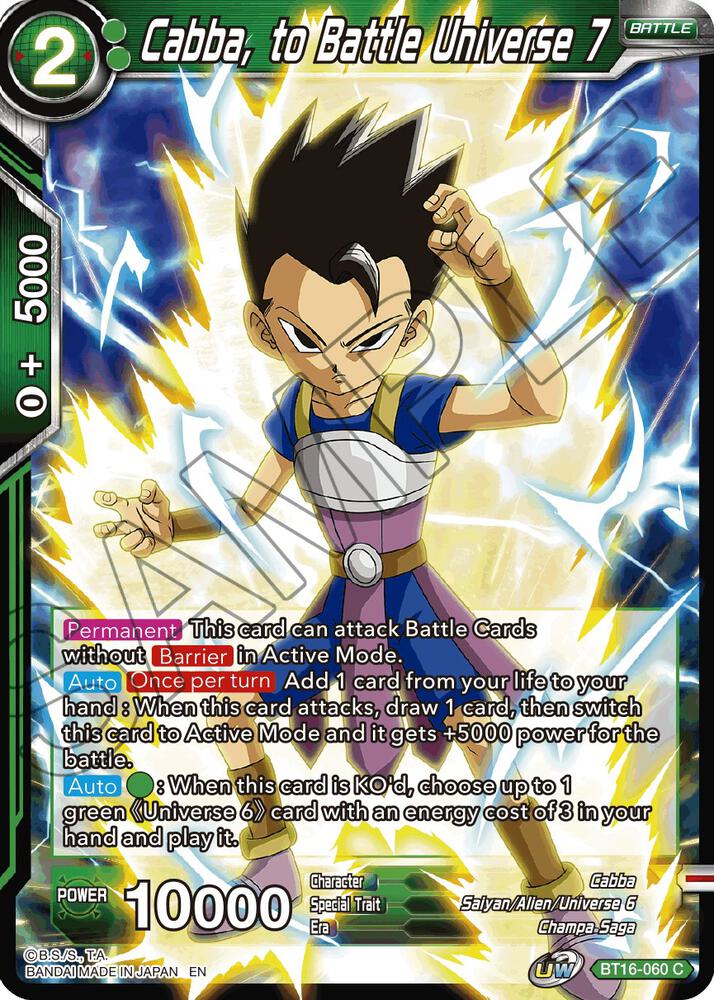 Cabba to Battle Universe 7 Foil BT16-060 Realm of the Gods Dragonball Super card