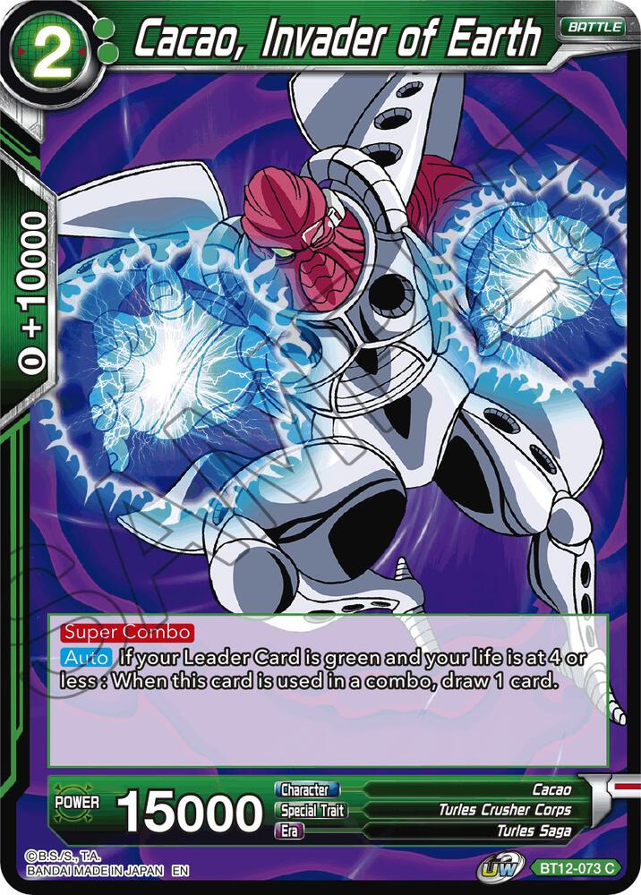 Cacao Invader of Earth Foil BT12-073 Vicious Rejuvenation Dragonball Super card