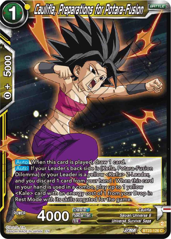 Caulifla Preparations for Potara Fusion Foil BT23-126 Perfect Combination Dragonball Super card