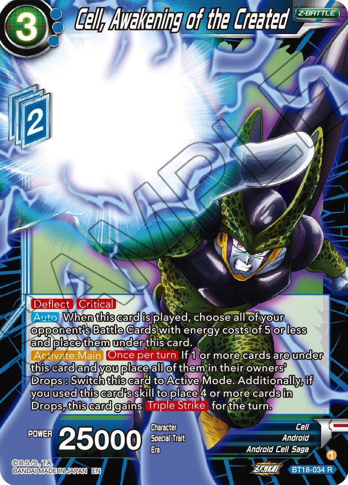 Cell Awakening of the Created BT18-034 Dawn of the Z-Legends Dragonball Super card