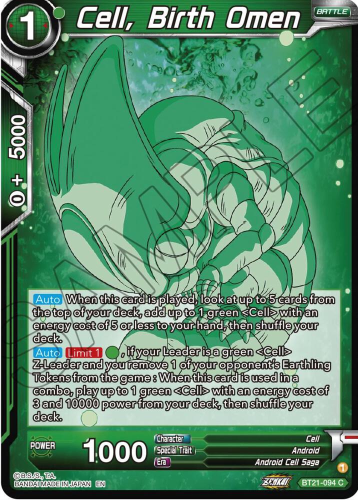 Cell Birth Omen Foil BT21-094 Wild Resurgence Dragonball Super card