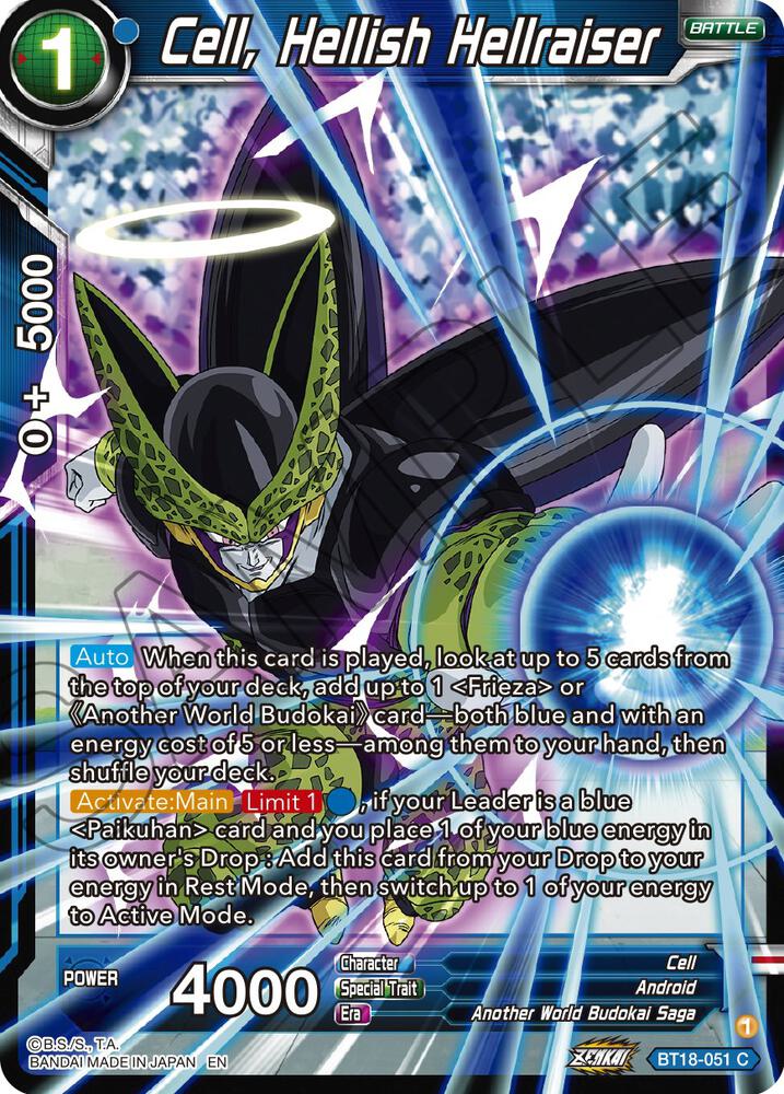 Cell Hellish Hellraiser Foil BT18-051 Dawn of the Z-Legends Dragonball Super card