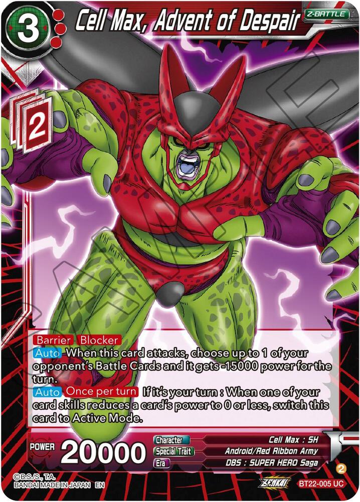 Cell Max Advent of Despair Foil BT22-005 Critical Blow Dragonball Super card