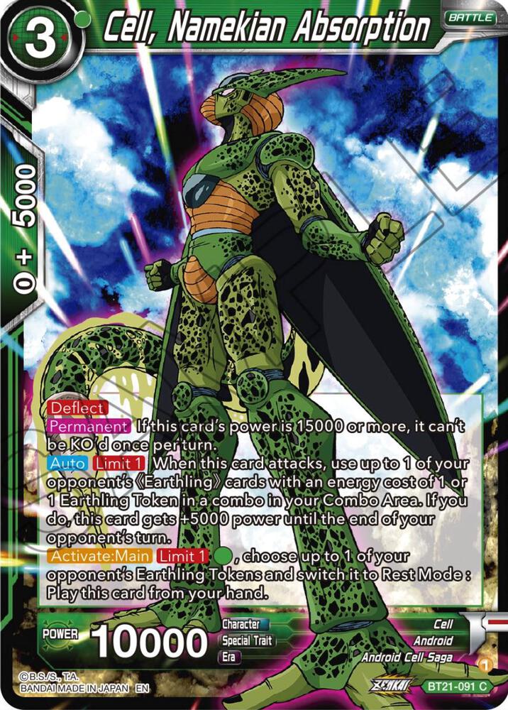 Cell Namekian Absorption Foil BT21-091 Wild Resurgence Dragonball Super card