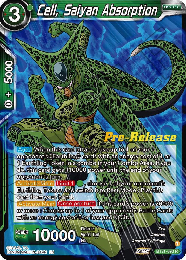 Cell Saiyan Absorption BT21-090 Wild Resurgence Pre-Release Cards Dragonball Super card