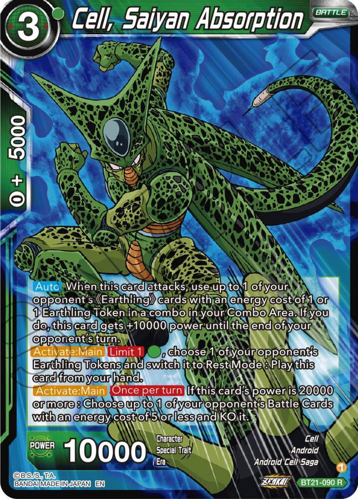 Cell Saiyan Absorption Foil BT21-090 Wild Resurgence Dragonball Super card