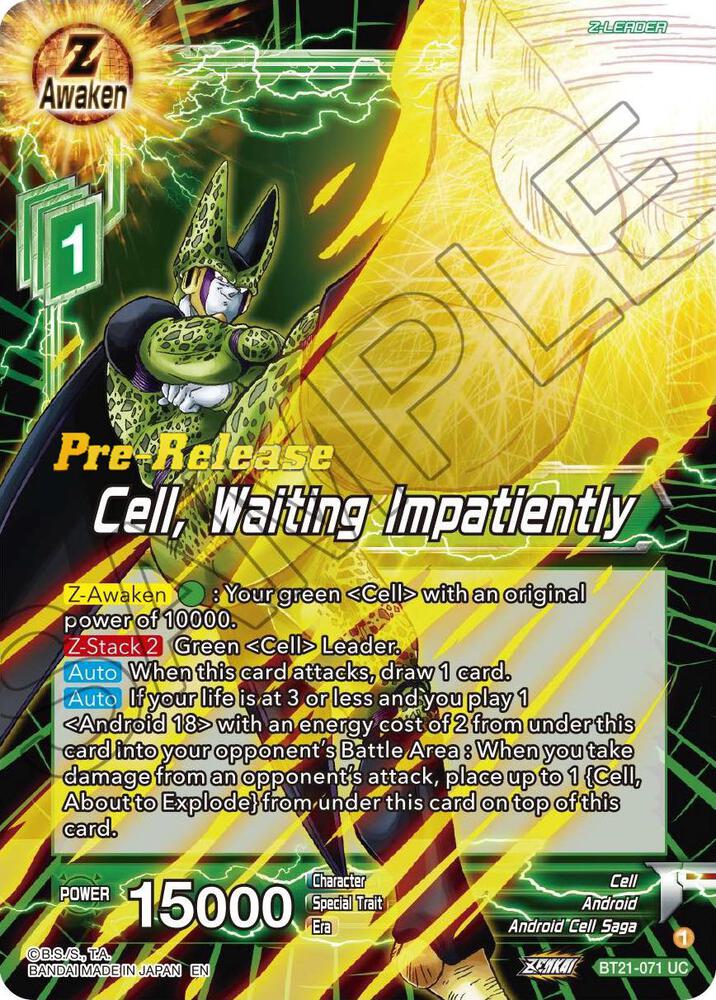 Cell Waiting Impatiently BT21-071 Wild Resurgence Pre-Release Cards Dragonball Super card