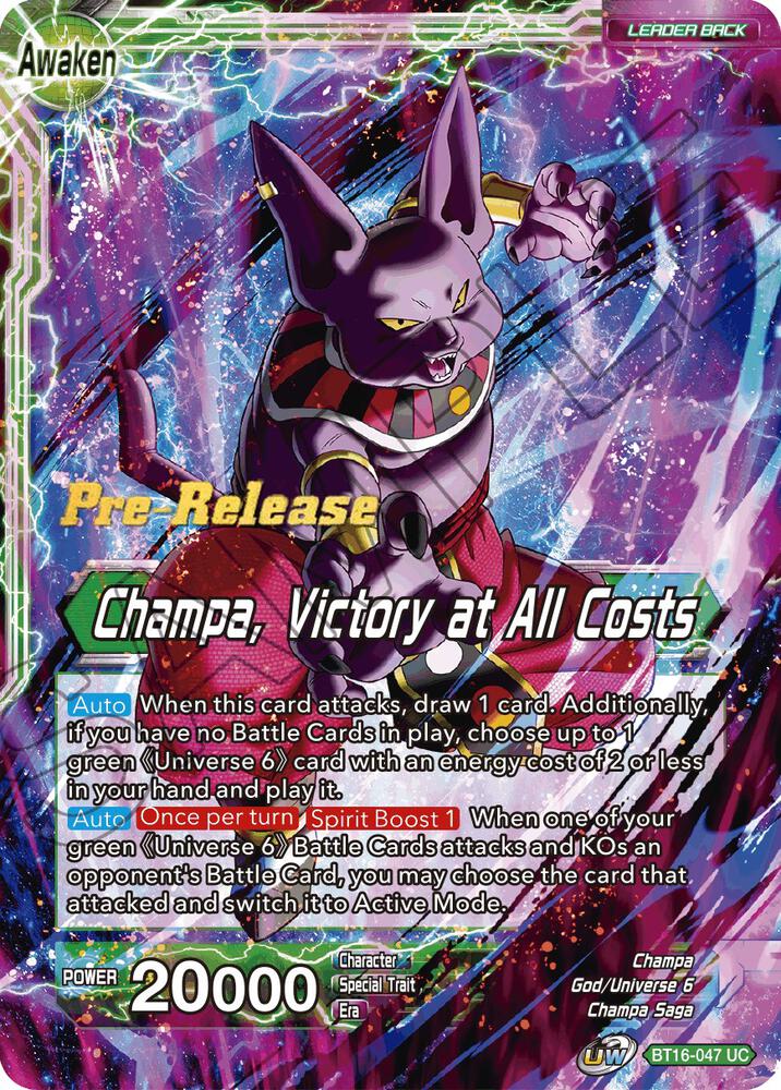 Champa Champa Victory at All Costs BT16-047 Realm of the Gods Pre-Release Cards Dragonball Super card