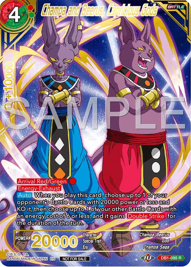 Champa and Beerus Capricious Gods Championship 2024 Finals Pack Gold Stamped DB1-088 Tournament Promotion Cards Dragonball Super card