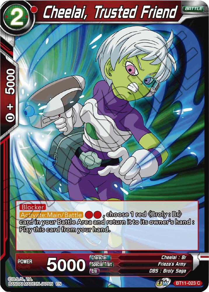 Cheelai Trusted Friend BT11-023 Vermilion Bloodline Dragonball Super card