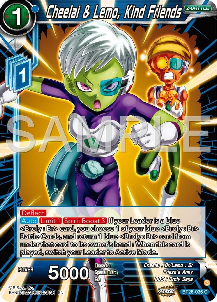 Cheelai and Lemo Kind Friends BT26-036 Ultimate Advent Dragonball Super card