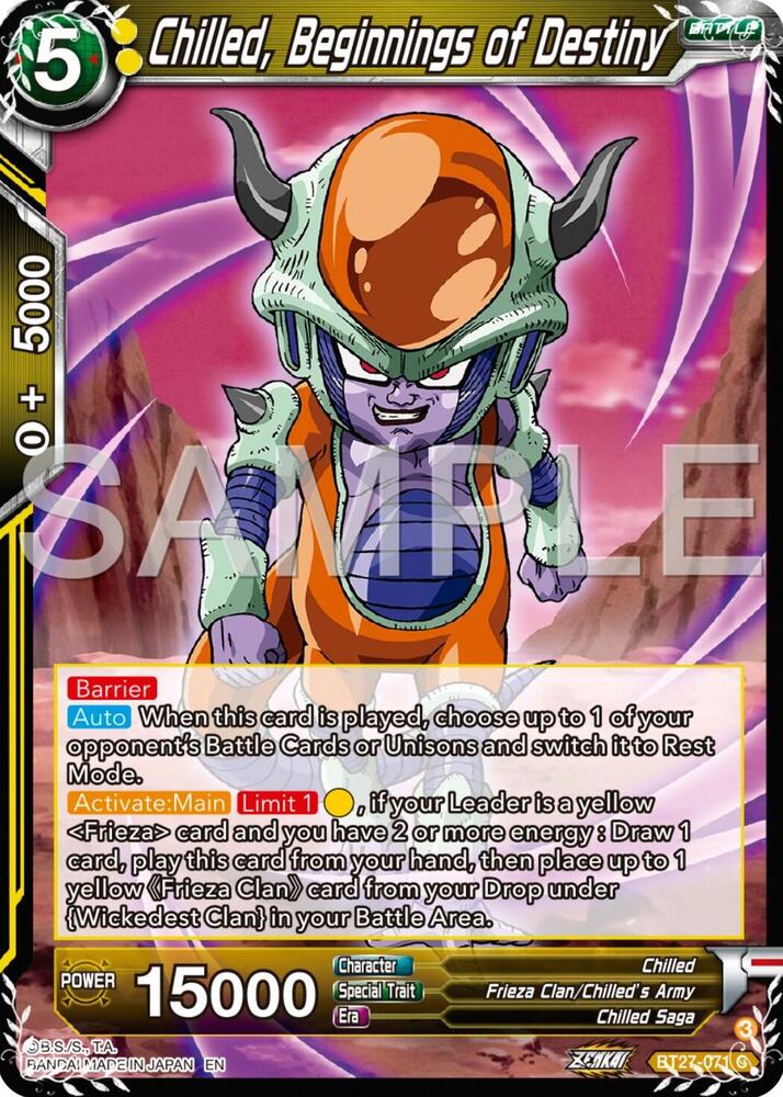 Chilled Beginnings of Destiny BT27-071 History of Z Dragonball Super card