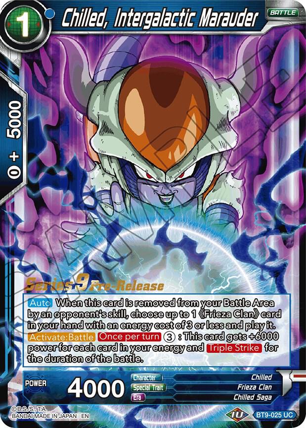 Chilled Intergalactic Marauder BT9-025 Universal Onslaught Pre-Release Cards Dragonball Super card