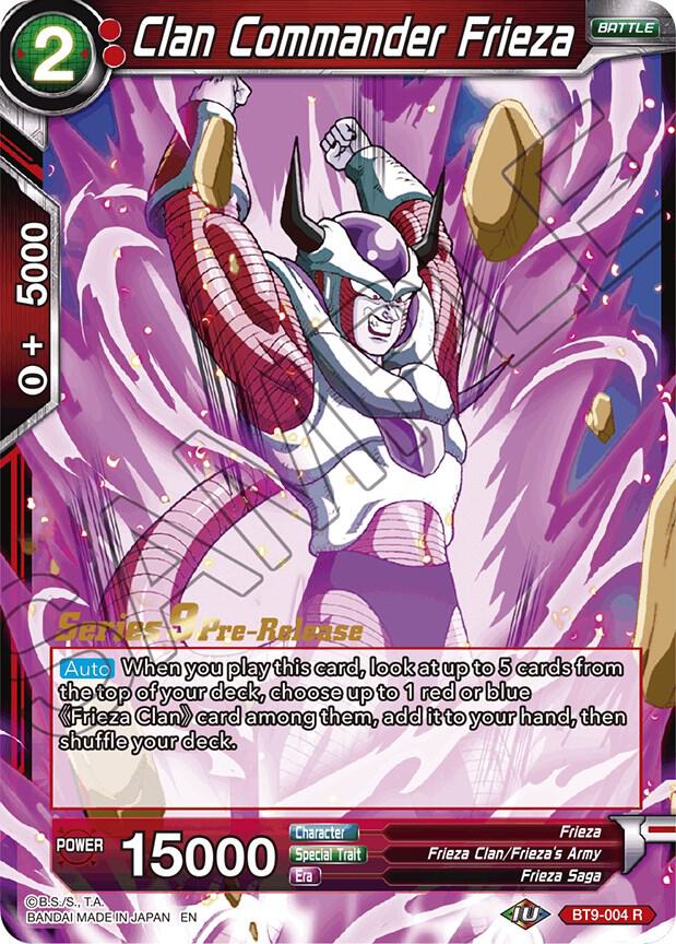 Clan Commander Frieza BT9-004 Universal Onslaught Pre-Release Cards Dragonball Super card
