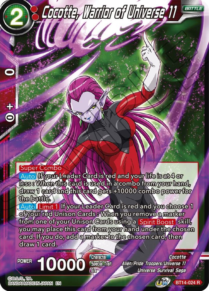 Cocotte Warrior of Universe 11 BT14-024 Cross Spirits Dragonball Super card