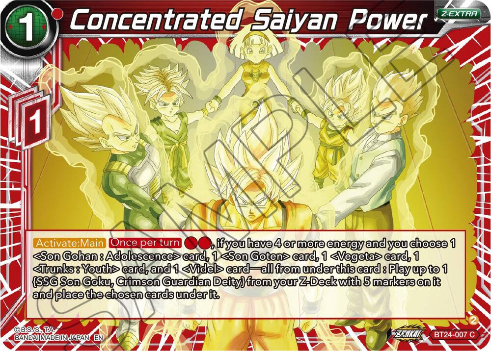 Concentrated Saiyan Power BT24-007 Beyond Generations Dragonball Super card