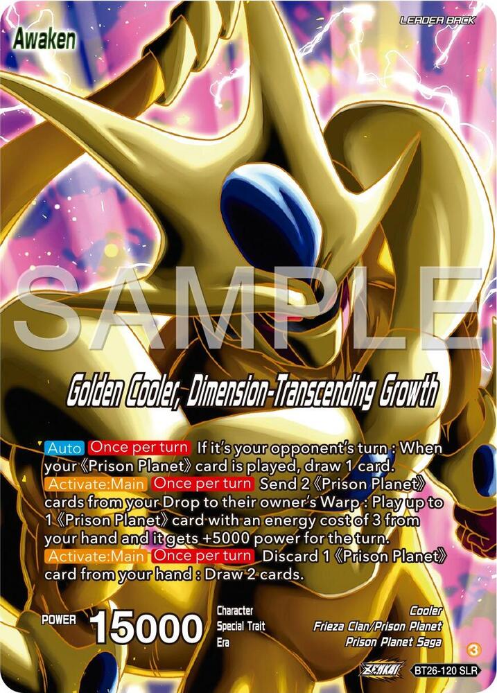 Cool Golden Cooler Dimension Transcending Growth Alternate Art BT26-120 Ultimate Advent Dragonball Super card
