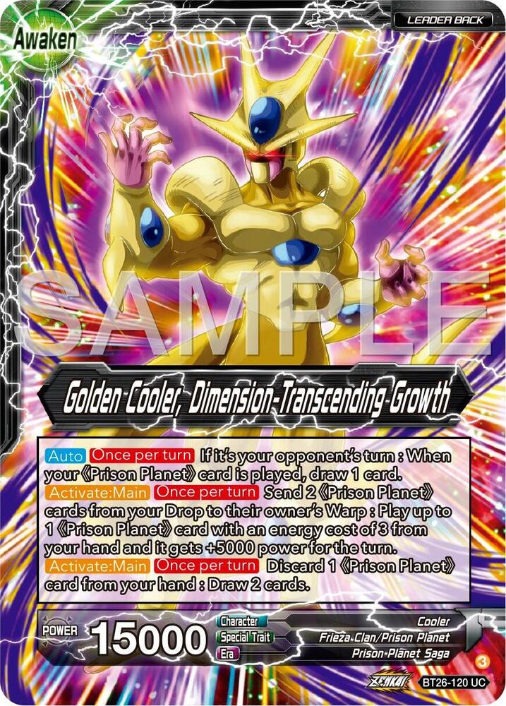 Cool Golden Cooler Dimension Transcending Growth BT26-120 Ultimate Advent Dragonball Super card