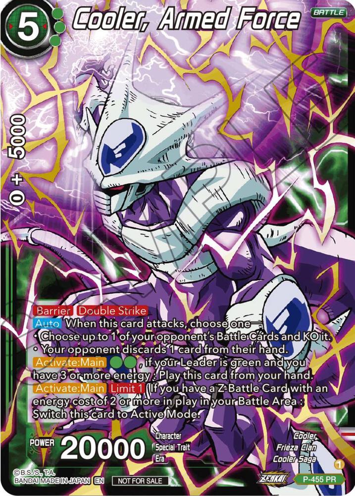 Cooler Armed Force Championship Selection Pack 2023 Vol1 Gold Stamped with Reflective Shatterfoil P-455 Tournament Promotion Cards Dragonball Super card