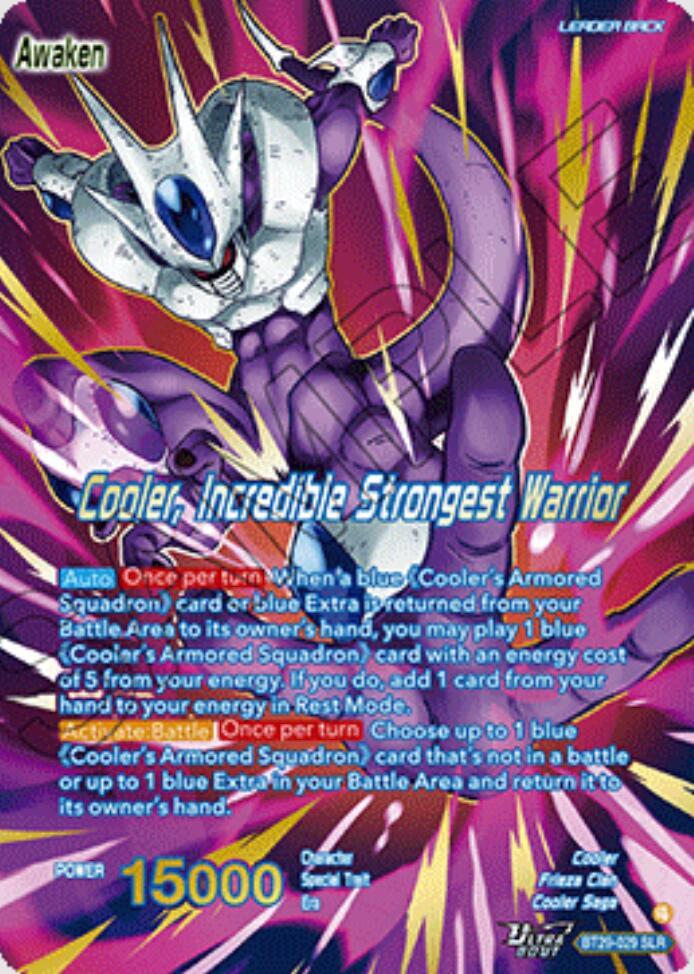 Cooler Cooler Incredible Strongest Warrior SLR BT29-029 Fearsome Rivals Dragonball Super card