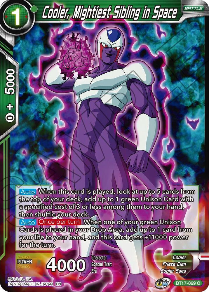 Cooler Mightiest Sibling in Space BT17-069 Ultimate Squad Dragonball Super card
