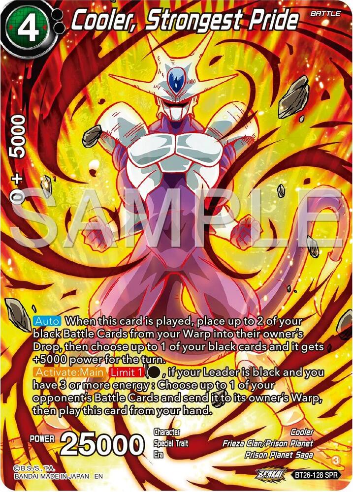 Cooler Strongest Pride SPR BT26-128 Ultimate Advent Dragonball Super card