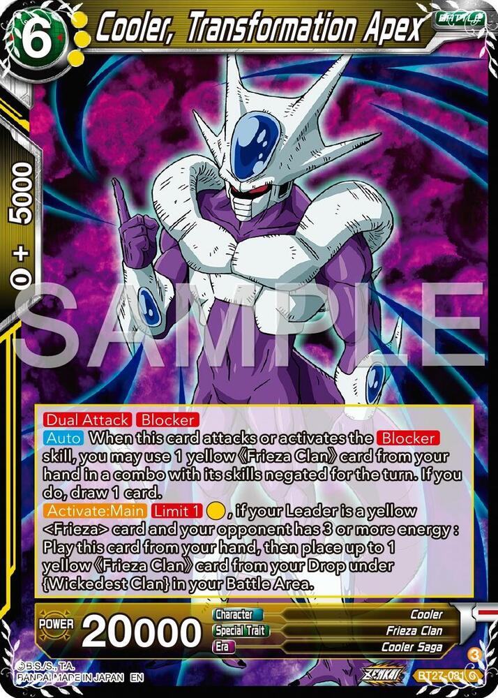 Cooler Transformation Apex BT27-081 History of Z Dragonball Super card