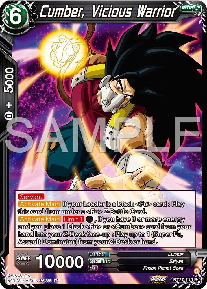 Cumber Vicious Warrior Foil BT27-110 History of Z Dragonball Super card