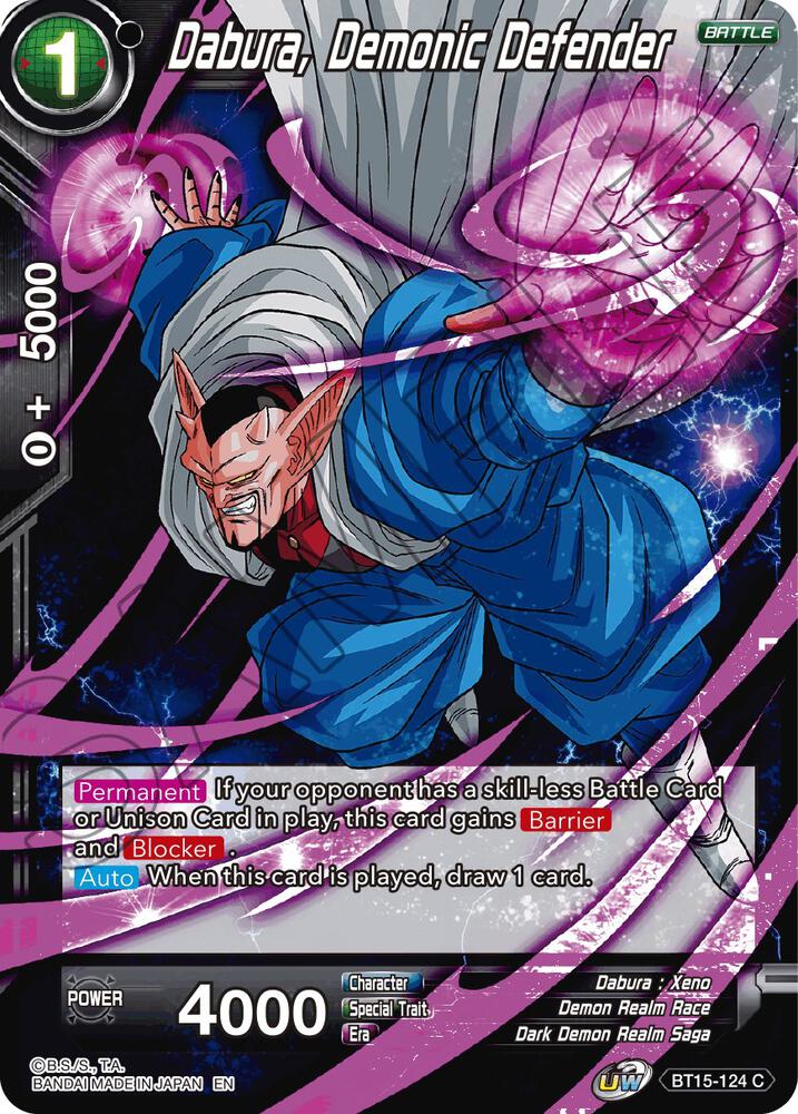 Dabura Demonic Defender Foil BT15-124 Saiyan Showdown Dragonball Super card
