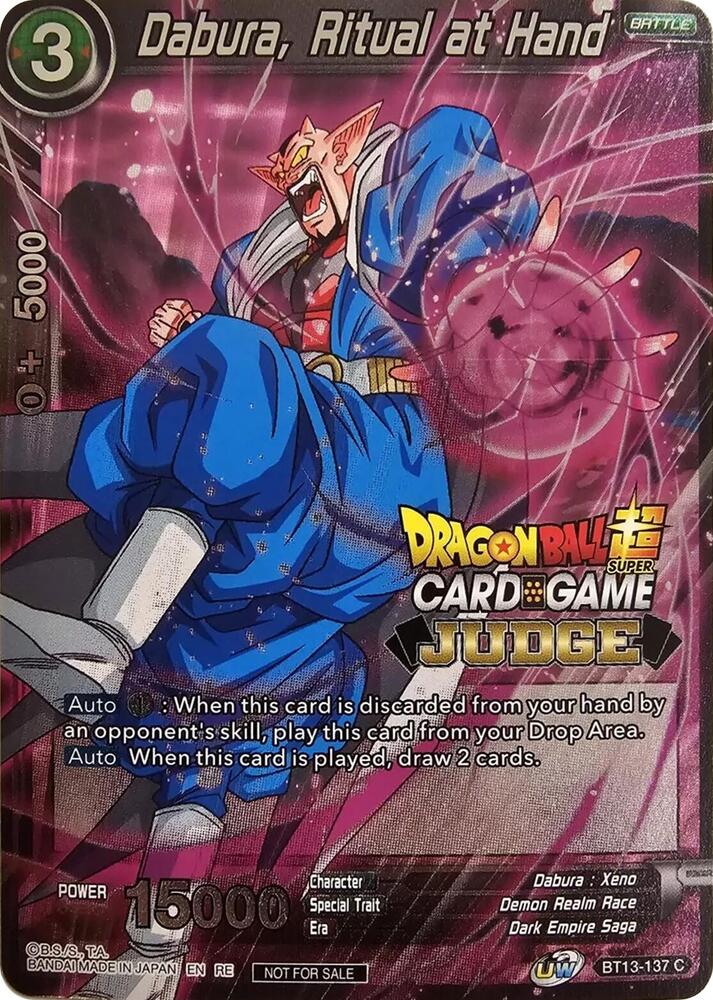 Dabura Ritual at Hand Judge Pack Vol12 BT13-137 Tournament Promotion Cards Dragonball Super card