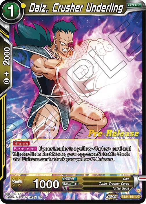 Daiz Crusher Underling BT24-101 Beyond Generations Pre-Release Cards Dragonball Super card