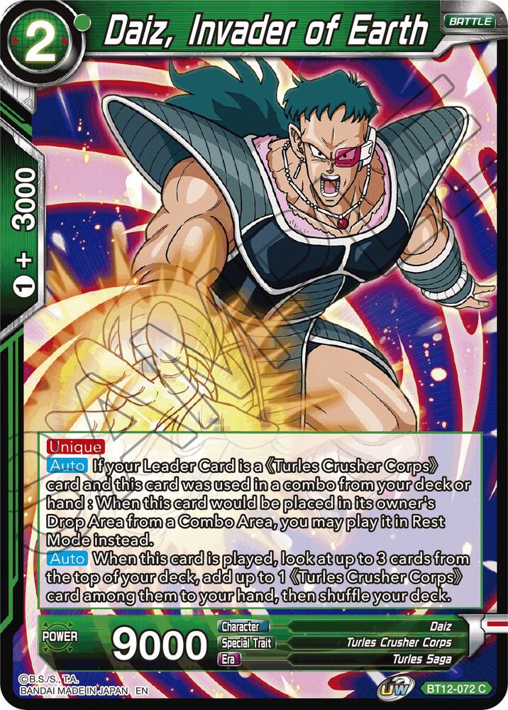 Daiz Invader of Earth BT12-072 Vicious Rejuvenation Dragonball Super card