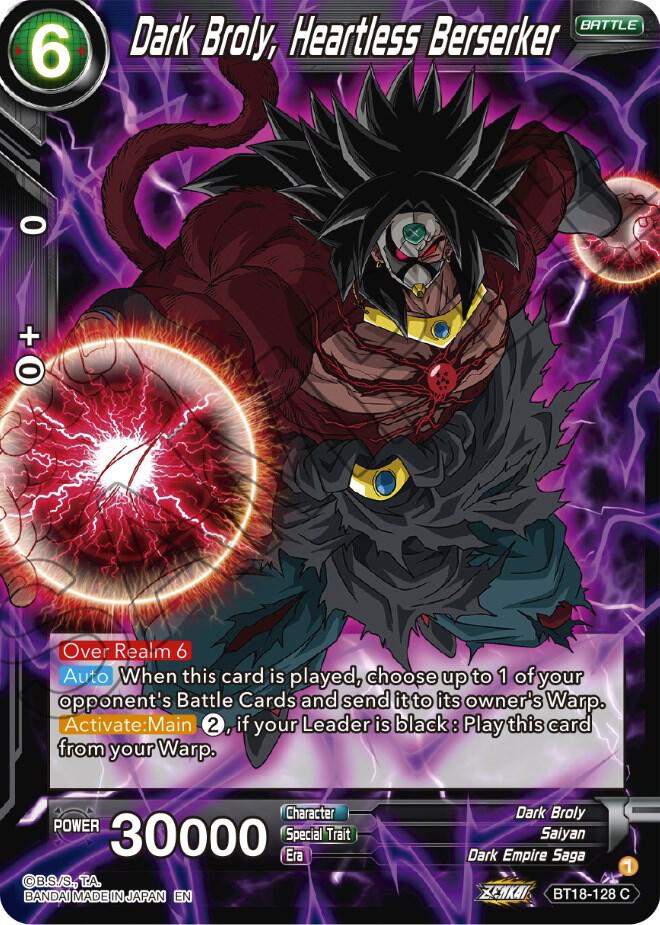 Dark Broly Heartless Berserker Foil BT18-128 Dawn of the Z-Legends Dragonball Super card