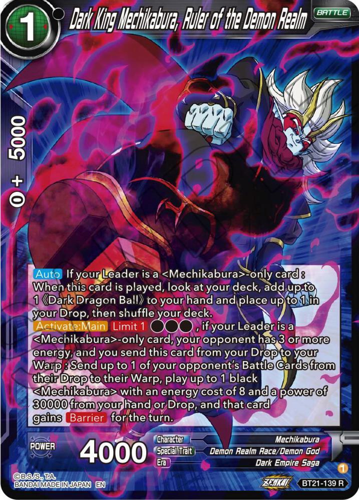 Dark King Mechikabura Ruler of the Demon Realm Foil BT21-139 Wild Resurgence Dragonball Super card