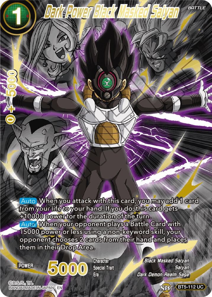 Dark Power Black Masked Saiyan Alternate Art BT5-112 Special Anniversary Set 2021 Dragonball Super card