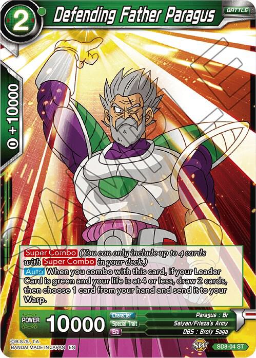 Defending Father Paragus Foil SD8-04 Destroyer Kings Dragonball Super card